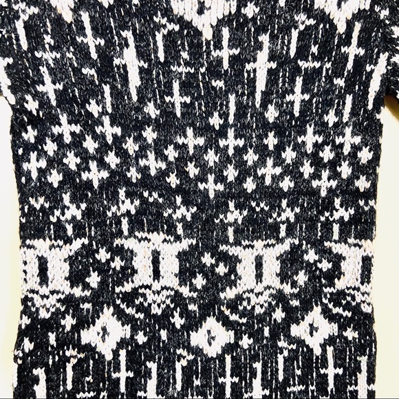 Free People Sustainable Black & White Wool Angola Blend Coop Neck Sweater Dress - Picture 6 of 16